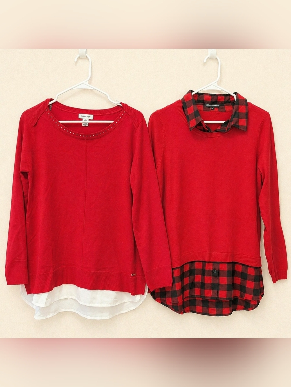 Calvin Klein & Adrianna Papell Layered Blouse Bundle - L
